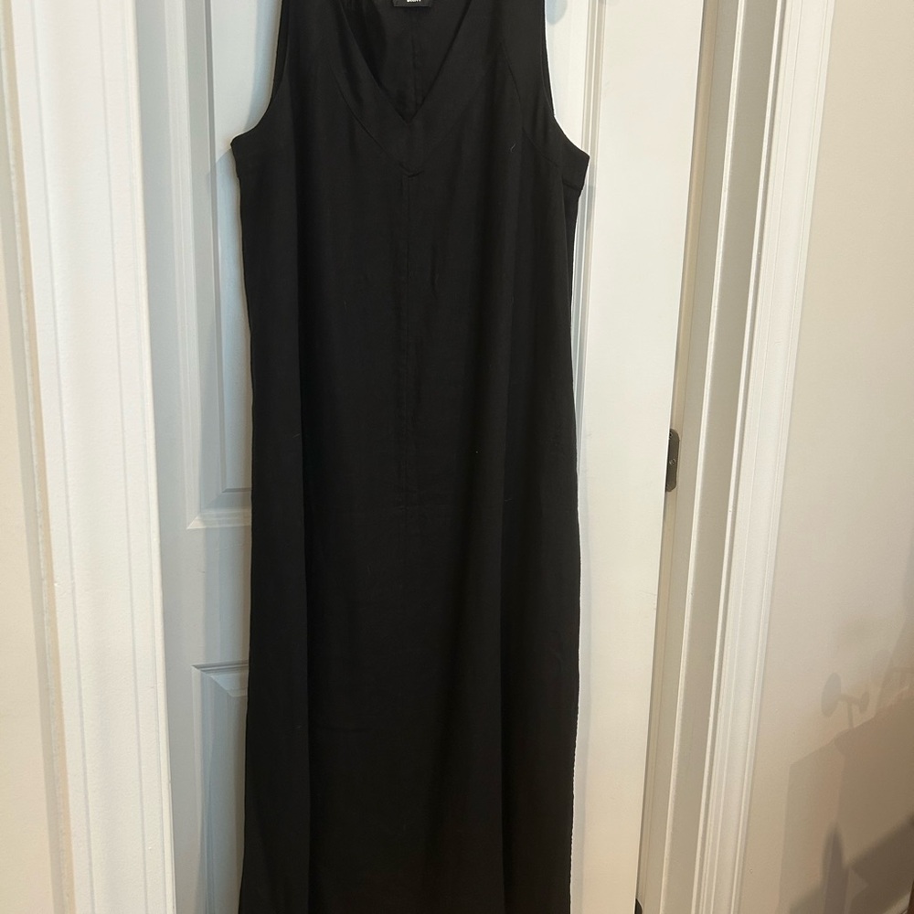 Dkny Black Sleeveless V-Neck Sheath Maxi Dress
